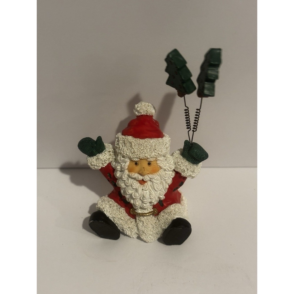 Vtg Santa Claus Figurine Christmas Holiday Trees Red White Small Sitting